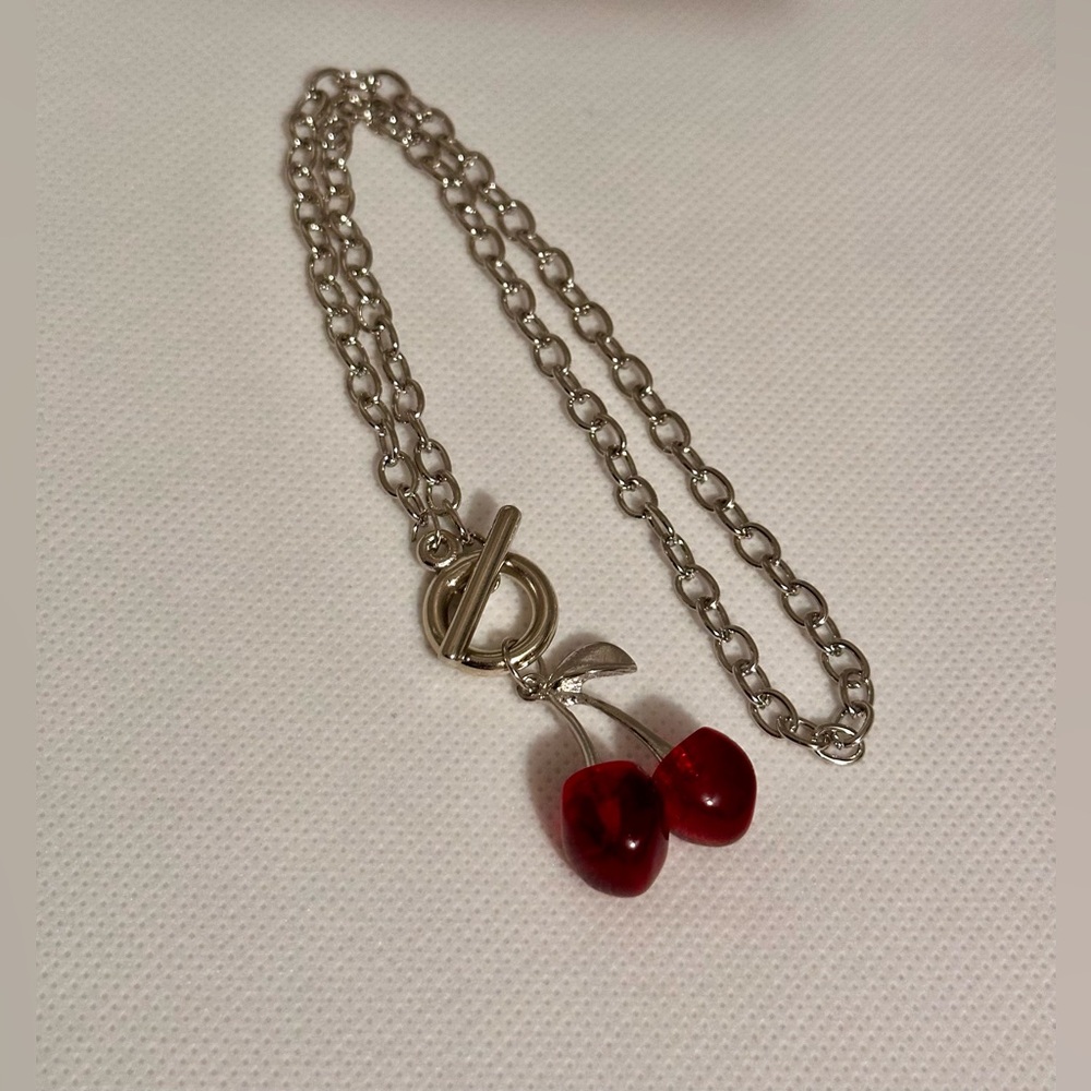 Vintage Cherry Pendant Choker Necklace for Women Party Wedding Jewelry Gift - Picture 10 of 10